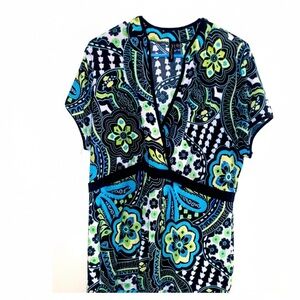 Susan Lawrence Woman 1x Polyester Spandex Blend Modern Print Blouse